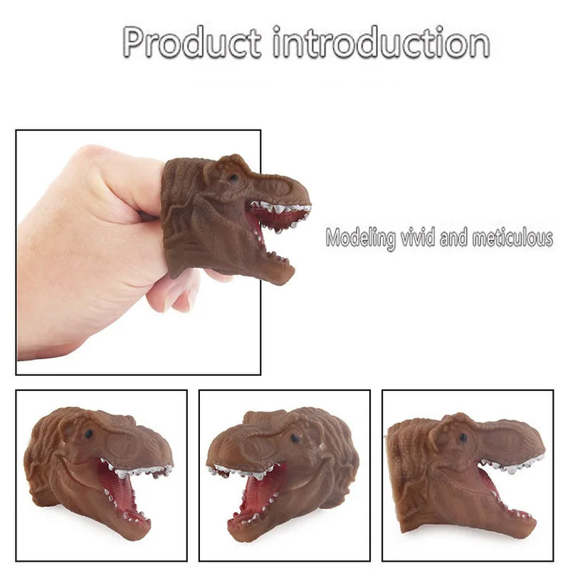 Latest 7.5cm Simulation Dinosaur Shark PVC Model Finger Set Toy Doll Animal Finger Q Version Portable Cartoon Toys Children Gift