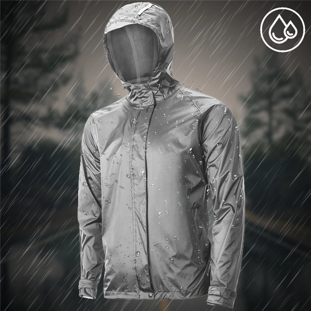 Reflective Cycling Jackets Hooded Men Long Waterproof Windbreaker Windproof Mountain Bike Raincoat Bicycle Rain Repellent Coat