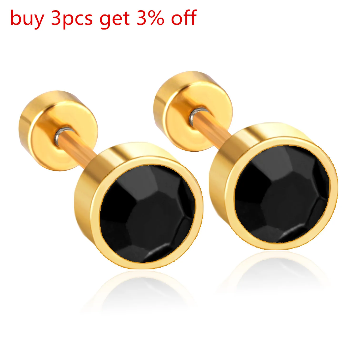 LUXUSTEELBlack Color Crystal Ear Screw Stud Earring Jewelry Stainless Steel Earring Fashion Jewelry For Women/Girl