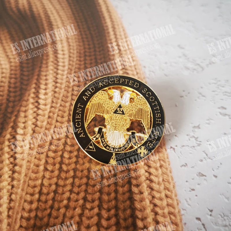 Masonic Lapel Pins Double-headed eagle Freemasonry Badge Mason Freemason BLM26 size 3.2cm Gold-plated business accessories