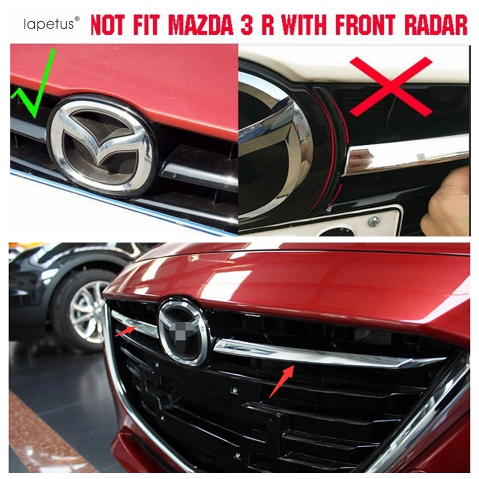 Accessories For Mazda 3 AXELA Hatchback Sedan 2014 2015 2016 Front Face Grille Grill  Decoration Strip Molding Cover Kit Trim