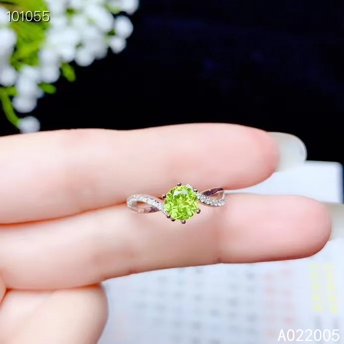 

KJJEAXCMY fine jewelry 925 sterling silver inlaid natural gem Peridot new woman Female girl student ring Support Detection