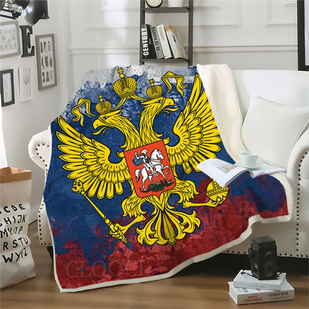 

National Emblem of Russia Blanket 3D Printed Fashion Blanket Sofa Travel Throw Blankets Boy Girl Bedding Double Layer Quilts