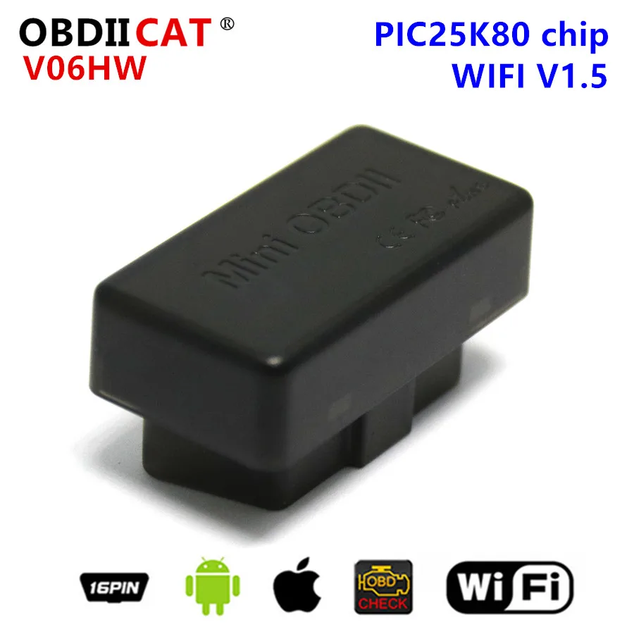 

OBDIICAT 100 шт. Мини Новый ELM327 V06HW Wi-Fi OBD2 Диагностический Интерфейс V1.5 Автомобильный сканер Инструменты OBDII ODB2 Поддержка Android и Ios