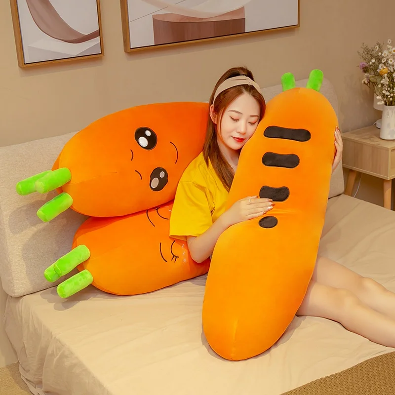 60cm-120cm Funny Carrot Plush Toy Soft Stuffed Cartoon Vegetables Doll Sleep Pillow Cushion Kids Girls Birthday Christmas Gifts