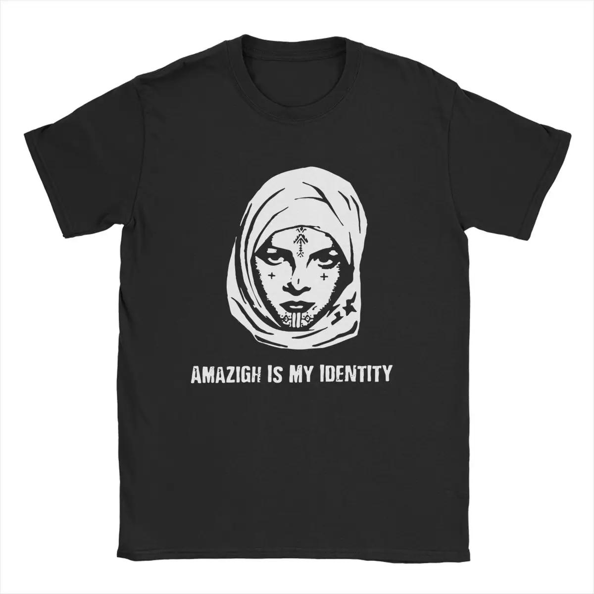 Amazigh Is My Identity Men\'s T Shirt Berber Women Face With Tattoos Casual Tees Short Sleeve O Neck T-Shirt Pure Cotton Summer