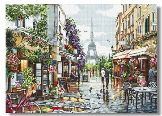 

Набор для вышивания «Парижская цветочная улица», 16CT 14CT, вышивка крестом, наборы для вышивания, схемы для вышивки крестом, декор ручной работы своими руками