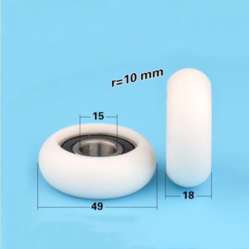 10pcs Plastic Coated Bearing 15*49*18mm 6202-2RS Pulley POM Shell Guide Wheel Roller 15x49x18