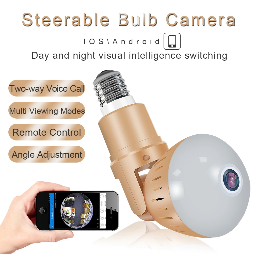 Taida 1080P HD 360° Panoramic Wireless Ip Lamp Security Camera Fisheye Night Vision LED Bulb CCTV Surveillance Camera