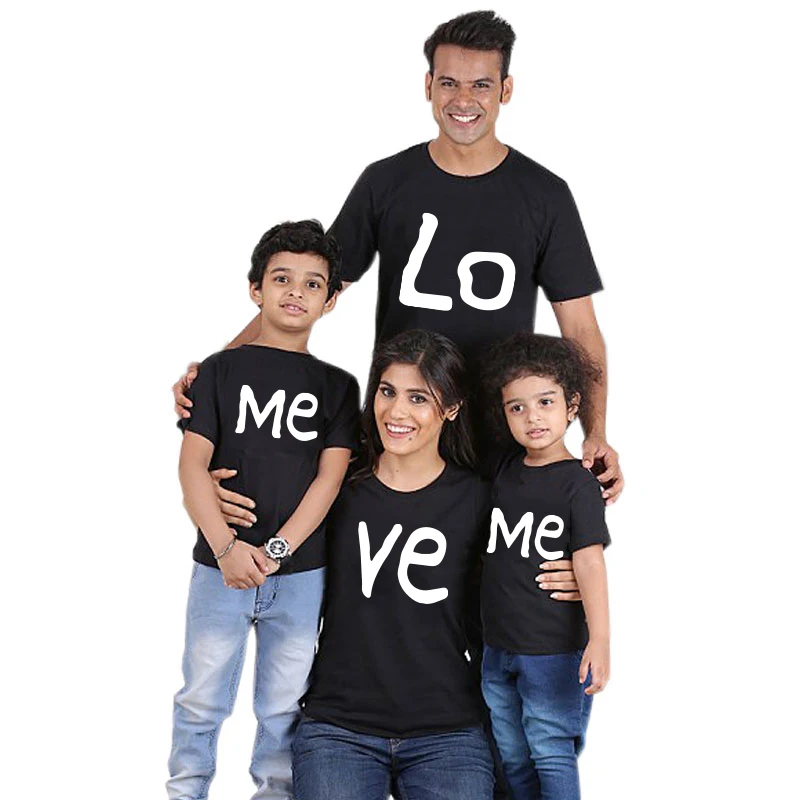 Mom dad father baby girl boy Tshirt family look mommy and me clothes LOVE ME Cotton Family Matching Clothes Short Sleeve outfits