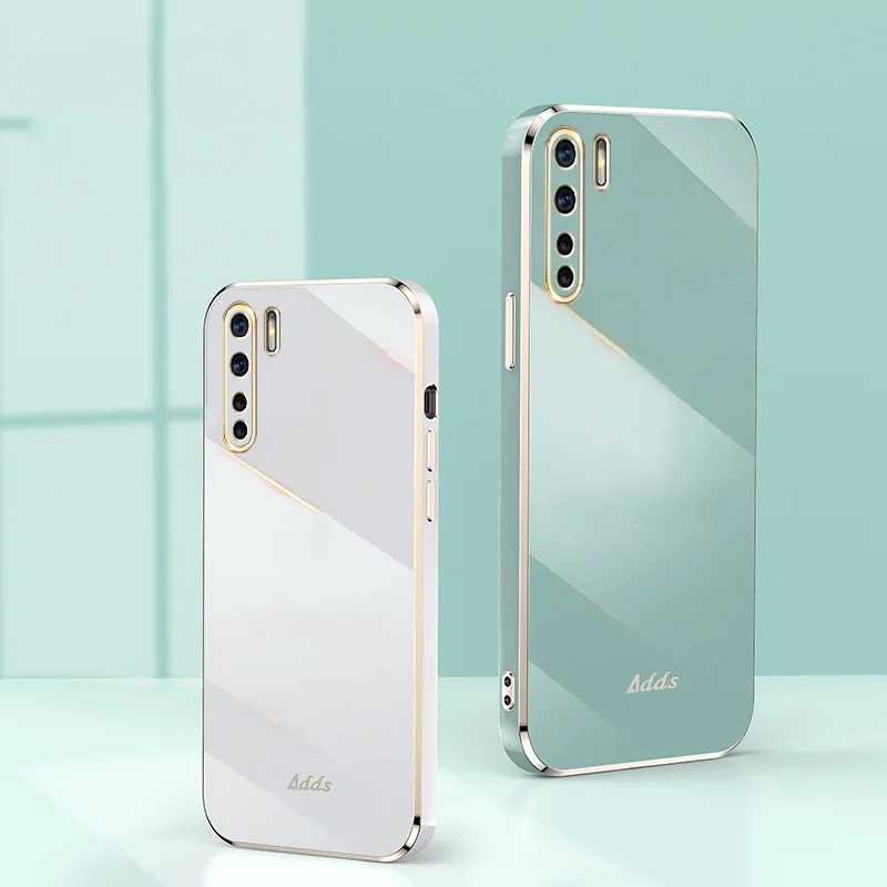 Square Frame Plating Case for OPPO A91 F15 Reno 3 global Bling Gold Reno3 gobal A91 case plated color fundas Square cover