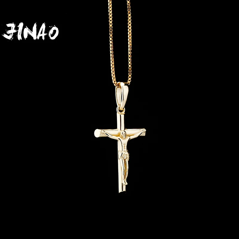 JINAO 925 Silver High Quality HIP HOP All-Match Glossy Cylinder Jesus Cross Men and Women Jewelry For Gift