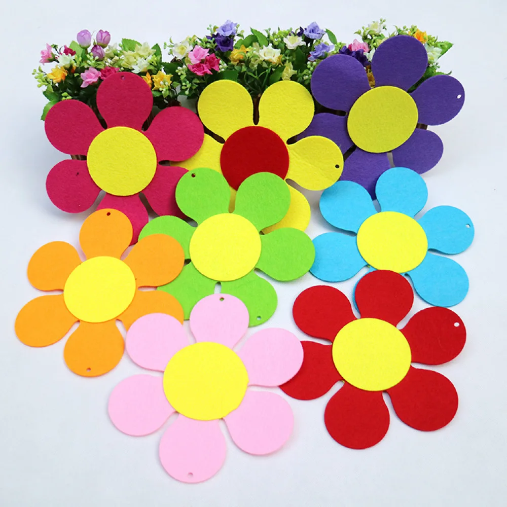 T-N 22cm adesivi murali fiori colorati tessuto feltro spesso decorazione scuola materna appendiabiti Non tessuto accessori artigianali fiore fai da