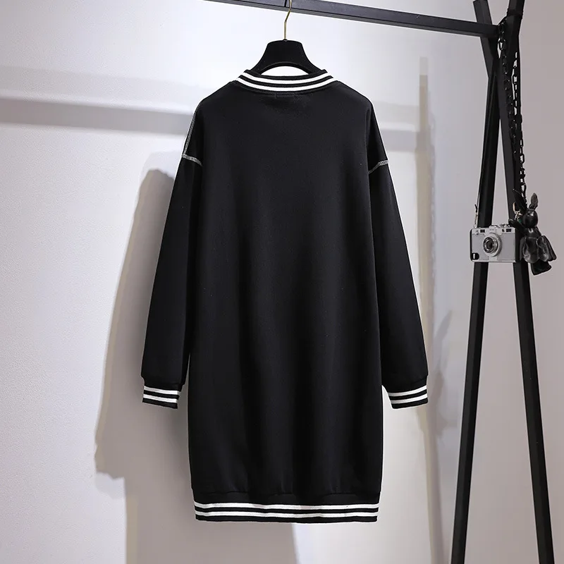 New 2021 Ladies Autumn Winter Plus Size Dresses For Women Large Long Sleeve Loose Cotton Letter Mini Dress 3XL 4XL 5XL 6XL 7XL