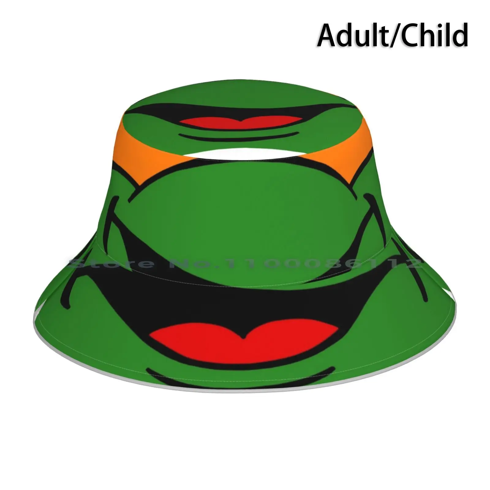 Mikey Bucket Hat Sun Cap Turtles Teenage Cartoon Michelangelo Mask Foldable Outdoor Fisherman Hat