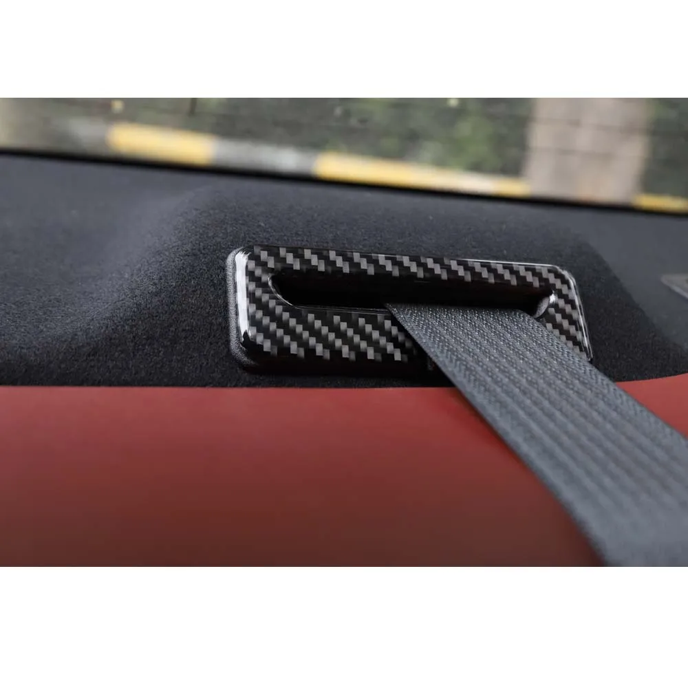 For Dodge Challenger Charger 2015 up Car Seat Belt Buckle Stickers Decoration Cover Trim Interior Styling Accessory Real Carbon