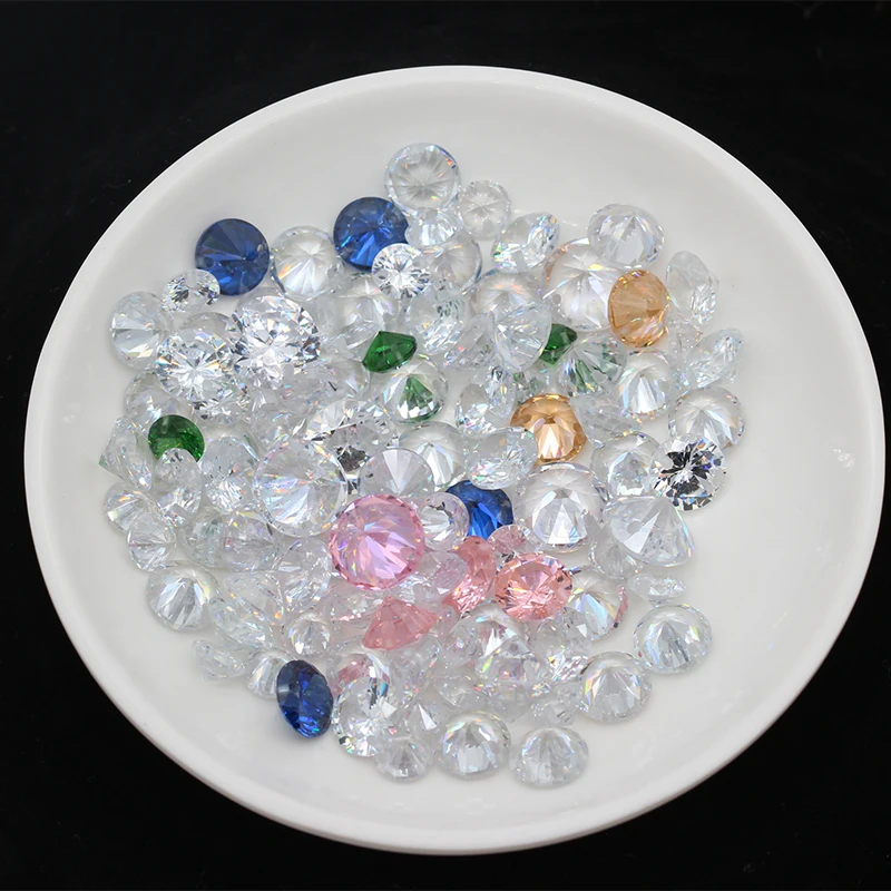 Spark 6mm 8mm 10m AAAAA Grade Cubic Zirconia Stone Multicolor Round Cut Straight 2 Holes Sewing Gem Woman\'s Jewelry Accessories