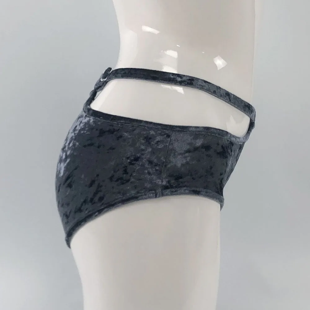 Hope&Win 2021 Newest Women\'s Pole Dance Clothing Velvet Asymetrical Crop Top Sexy Shorts Club Velvet Asymetrical Bottoms
