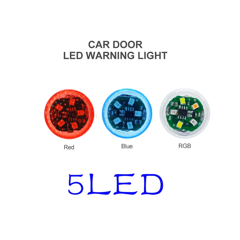 2PCS 5 LEDs Car Door Opening Warning Lights Wireless Magnetic Induction Strobe Flashing Anti Rear-end Collision Safety Lamps