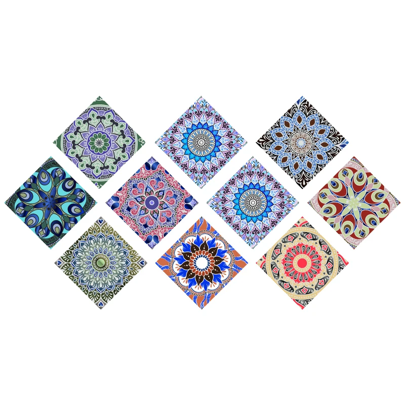 Traumblauer Wandaufkleber im Mandala-Stil mit mattierter Oberfläche, rutschfeste Fliesen-Dekorationsfolie für Fliesen/Boden in Küche, Badezimmer, Kunstwandbild – Detail 24