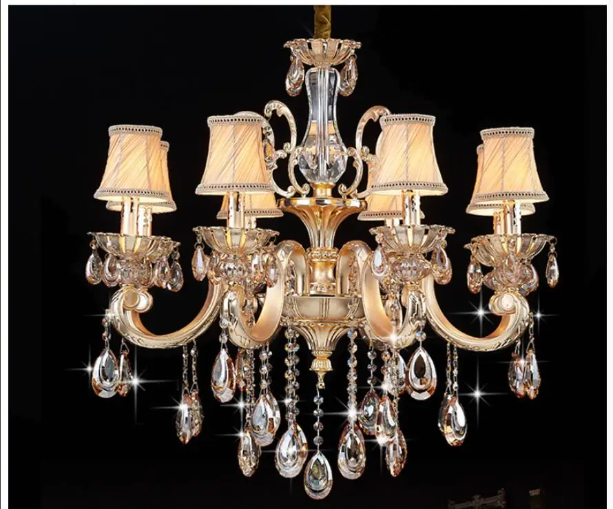 

European Alloy S Golden Color Antique K9 Crystal Chandelier In Promotion Copper E14 LED AC Alloy Crystal Lamp Lustre Suspension