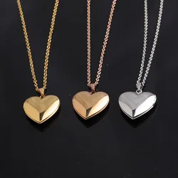 Fnixtar Mirror Polish Stainless Steel Love Heart Photo Frame DIY Memory Locket Pendant Necklace 10pieces/lot