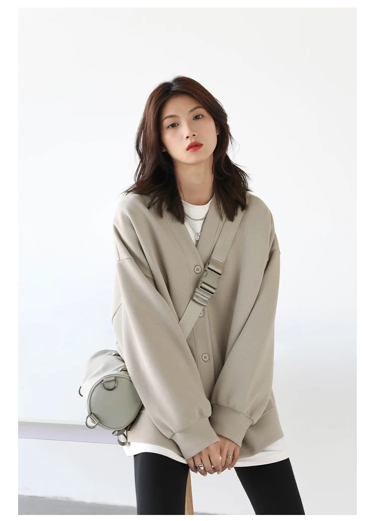 CHIC VEN Korean Women's Sweatshirts Solid Plush Thick Warm Loose Casual Female Tops Office Lady Coats Jacket Autumn Winter 2026