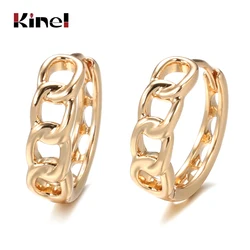 Kinel New Four Laps Hollow Dangle Earrings 585 Rose Gold Summer Women Creative Wedding Fashion Jewelry Modern Metal Earrings