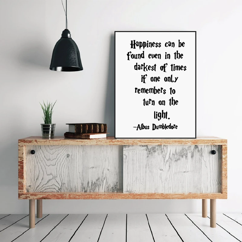 Albus Dumbledore Quote Poster Prints Happiness Can Be Found Canvas Painting Kids Room Wall Art Pictures for Living Room Decor