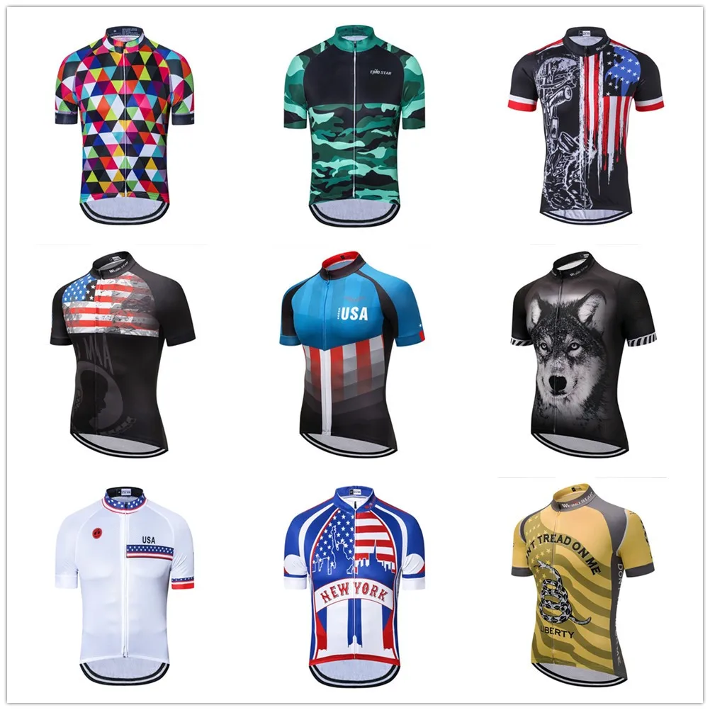 

USA cycling jersey Men's Bike jerseys Short sleeve summer Pro Road MTB Maillot Ciclismo Bicycle Tops T-shirts Breathable