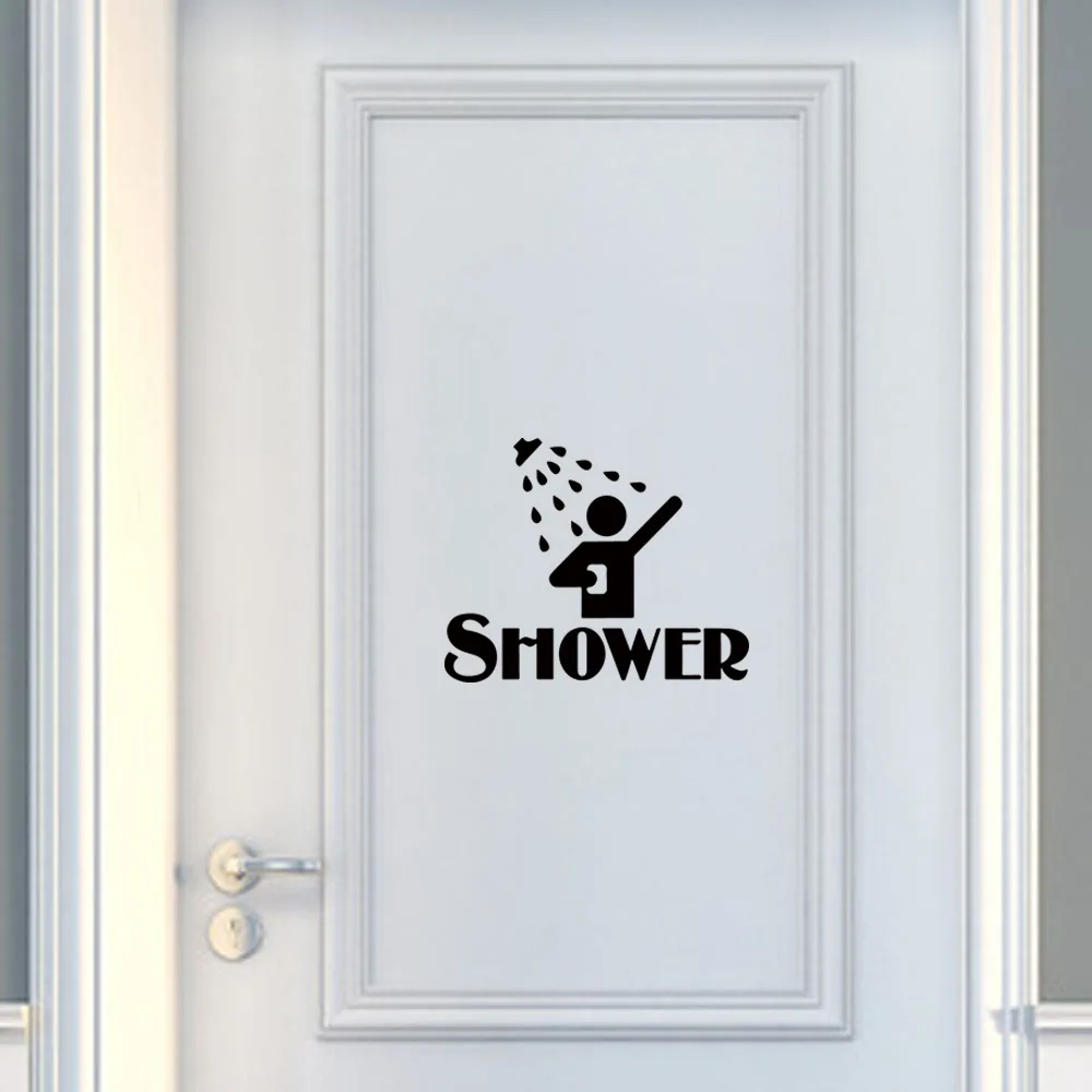 Creative SHOWER Pattern Wall Sticker Decor Decals Home Decorations Bathroom Removable Vinyl Art Decorative Door Sticker