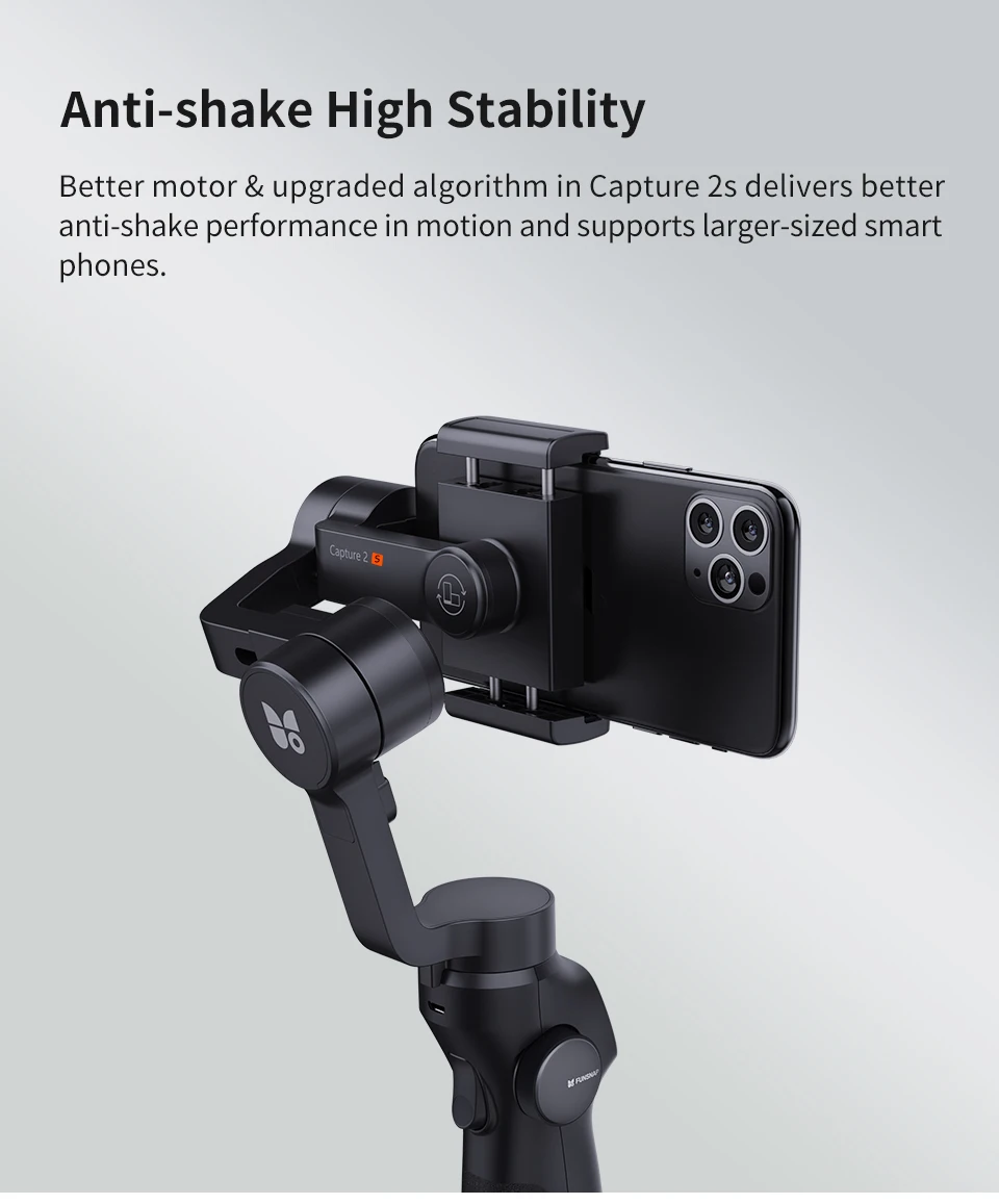 Funsnap Capture 2S 3-Axis Handheld Gimbal Stabilizer Focus Pull & Zoom for Smartphone Camera Video Record Bluetooth Vlog Live