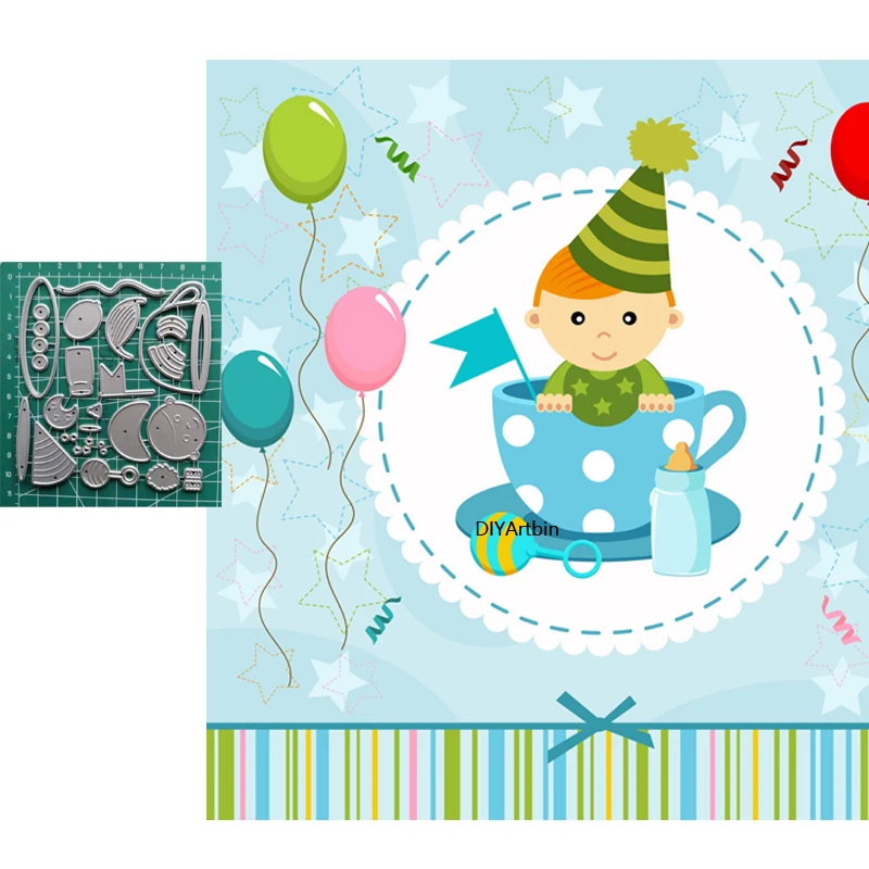 Baby Teacup Metal Cutting Die For Birthday Scrapbooking Album Paper Card Layering Dies card making Stencils