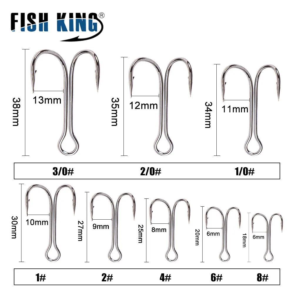 FISH KING Fishing Hooks 20pcs/pack High Carbon Steel Duple Hooks Double Fishing Hooks Barbed Carp Fishhook For Soft Worm Lure