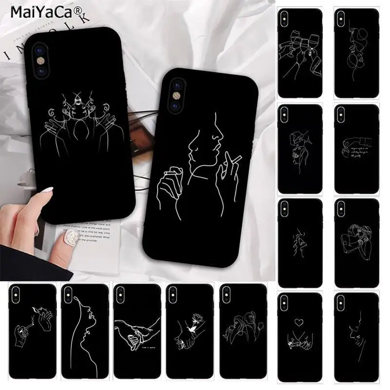 MaiYaCa Bad Habits Black and white Art Abstract Lines Soft Phone Case for iphone 13 11 pro XS MAX 8 7 6 6S Plus X 5S SE 2020 XR