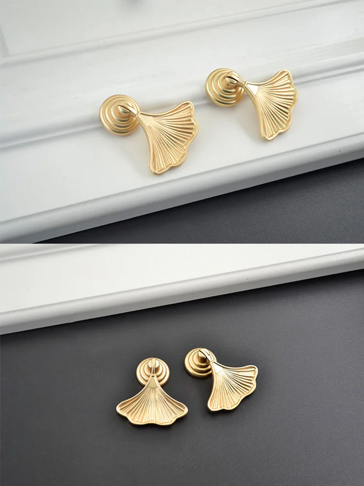 YUTOKO Gold Blatt 1 Stück Messing Griffe Möbel Cabint Zieht Luxus Schrank Kommode Schrank Schrank Schublade Zieht Knöpfe DLS01 – Detail 5