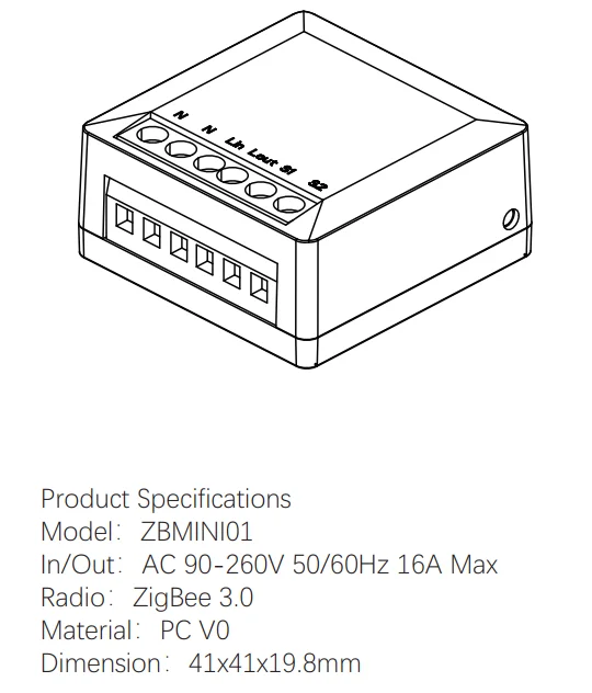 ZBMINI Zigbee 3.0 Two-Way Smart Switch Support SmartThings,Tuya,Smart Life,eWeLink,HUE Bridge,Home Assistant,Zigbee2MQTT