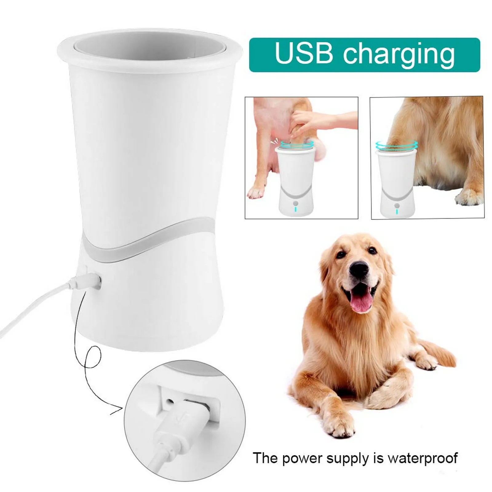 Portátil elétrico Dog Paw Cleaner, Lavadora automática de pés Pet, Silicone macio, Garra Washer, Massageador, Escovas de limpeza rápida