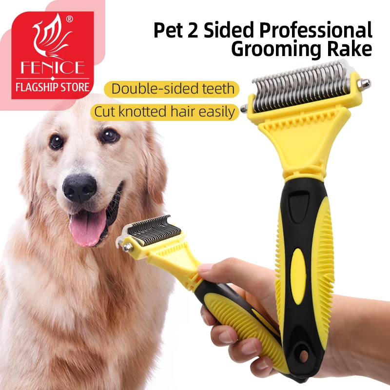 Fenice 2 Sided PetFur Knot Comb Dog Grooming Shedding Tools Pet Cat Hair Removal Comb Brush Double sided Pet Products Suppliers