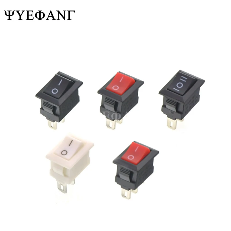 10Pcs Push Button Switch 10x15mm SPST 2Pin 3A 250V KCD11 Snap-in On/Off Boat Rocker Switch 10MM*15MM Black Red and White