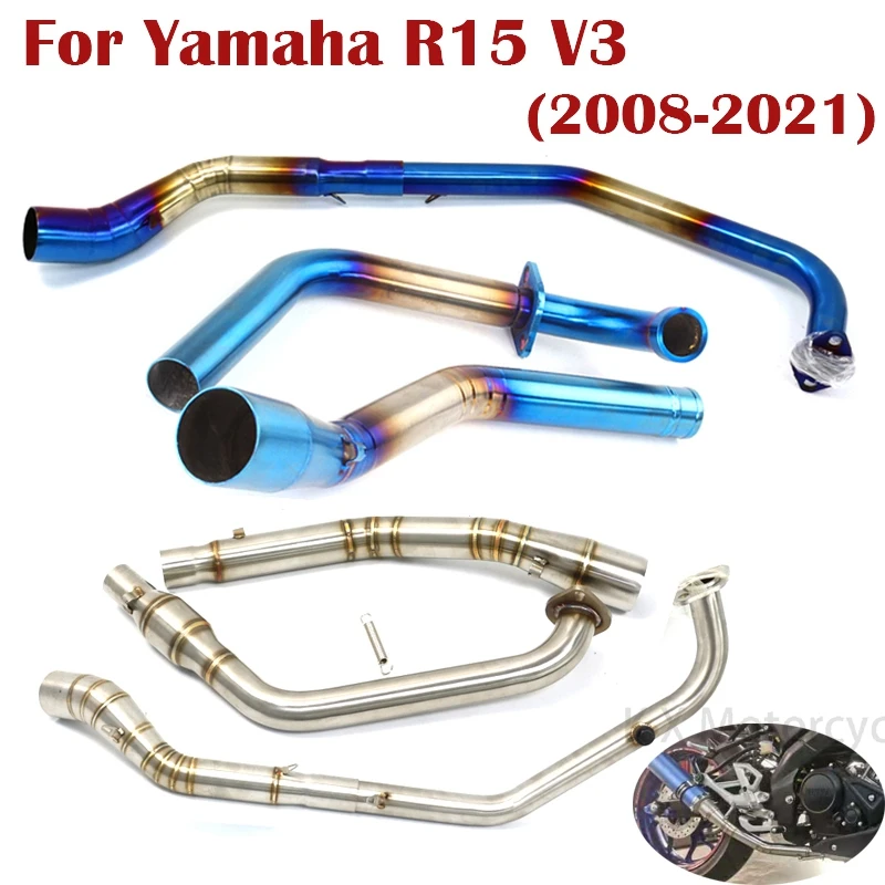 For Yamaha YZF R15 R125 V3 YZF-R15 MT-15 2008-2021 Motorcycle Exhaust Pipe Muffler Front Middle Link Pipe Upgrade With Catalyst