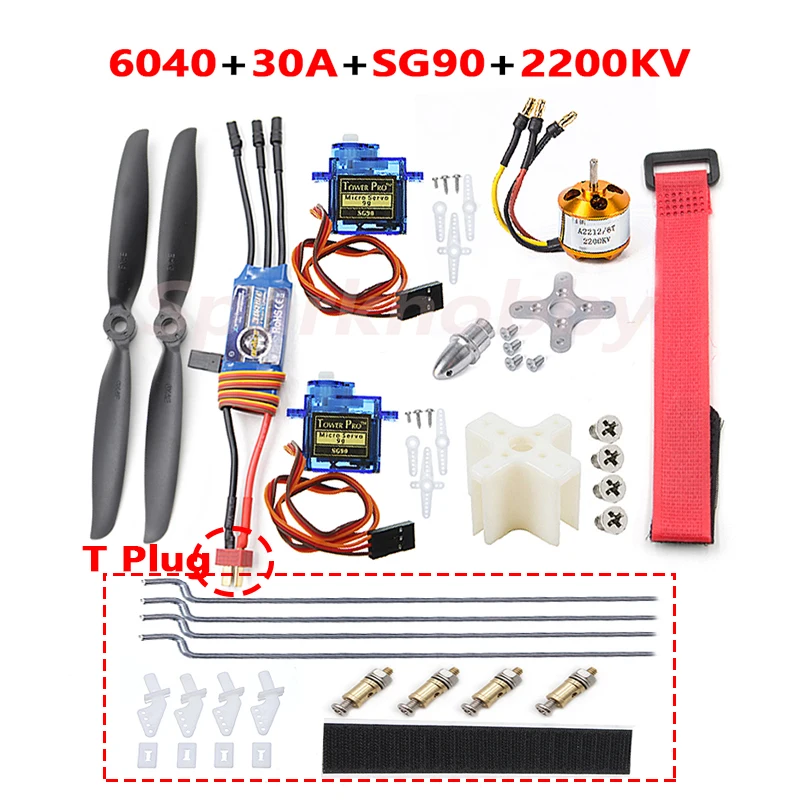 XXD A2212 1400/2200/2450KV ZTW Beatles 30A 40A ESC SG90 MG90S Servo 8060/8x6 6040/6x4 Propeller SU27 RC Fixed Wing Accessories