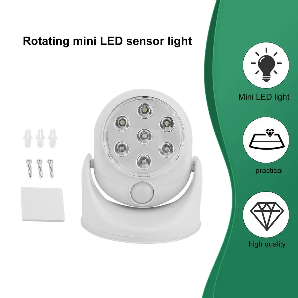 Lámpara de luz inalámbrica con Sensor activado por movimiento, lámpara de pared con rotación de 360 grados, luces blancas para porche, iluminación interior y exterior