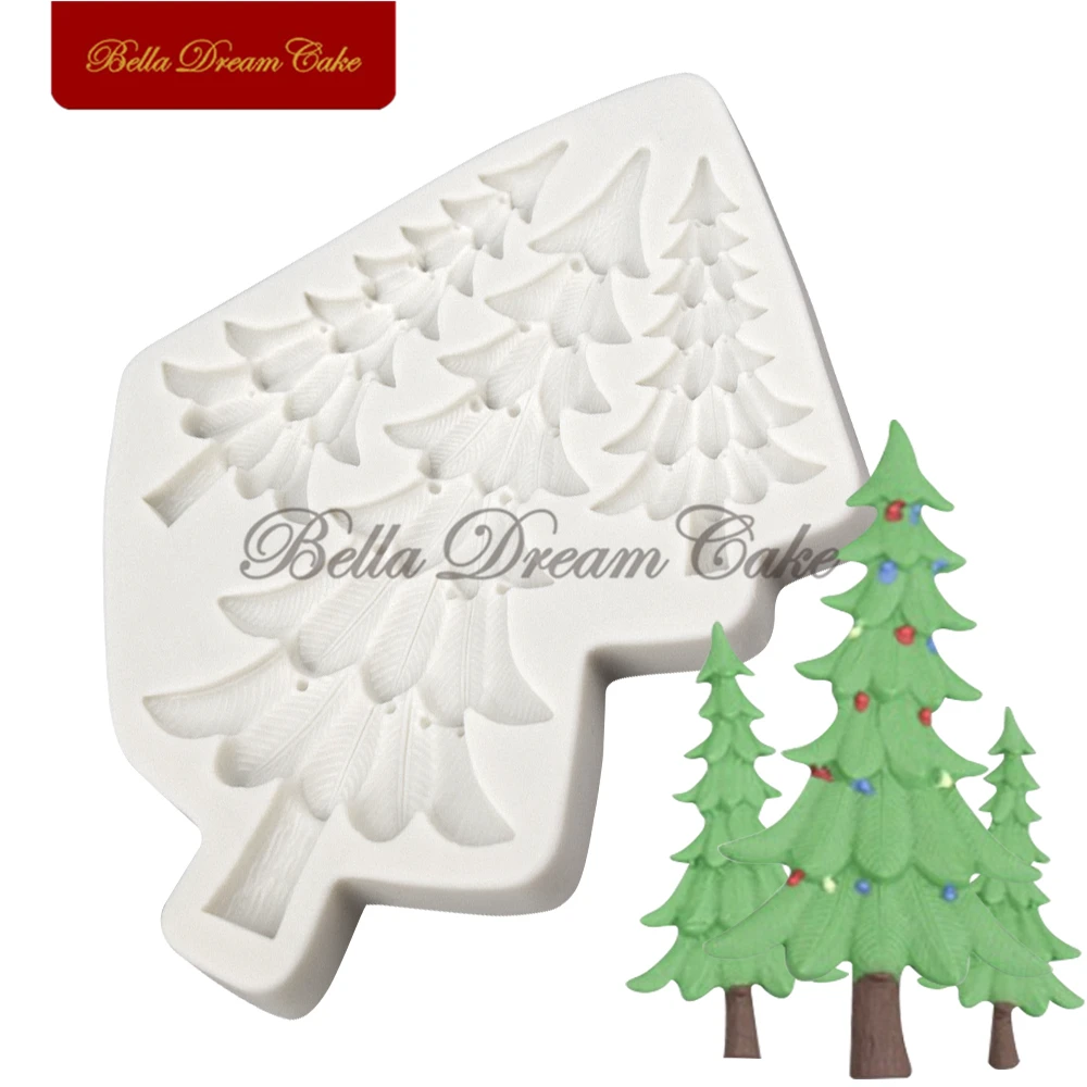 3 Christmas Tree Silicone Mold Fondant Cake Border Moulds DIY Chocolate Mould Cake Decorating Tools Kitchen Baking Accessories