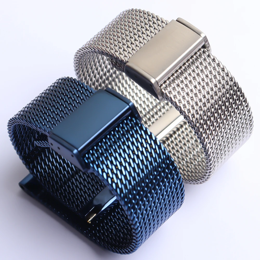 High Quality Watchband Accessories Fashion Watches Men Straps Bracelet 18m 20mm 22mm 24mm Shark Mesh Stainless Steel Metal Black