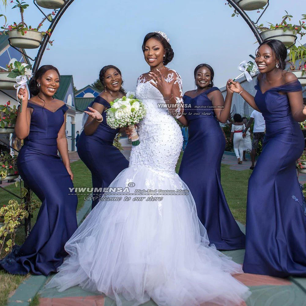 Árabe aso ebi sereia vestido de casamento mangas completas o pescoço robe de casamento noiva trem varredura nu tule contas de renda vestidos de noiva