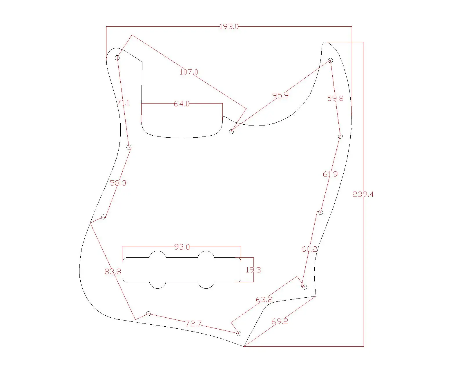 Dopro Aluminum Anodized 10-Hole 4 String Jazz J Bass Pickguard JB Control Plate and Screws for American/Mexican FD Jazz Bass