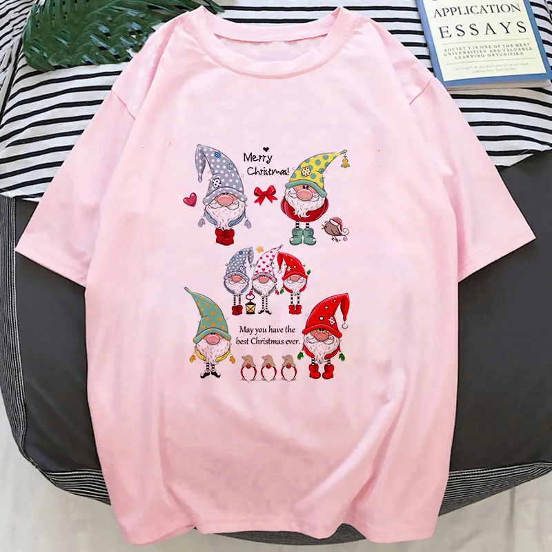 

Fashion Women T Shirt Kawaii Santa Claus Printed T Shirt Summer Tops Female Merry Christmas Short Sleeve Tee Shirts Cute T-shirt