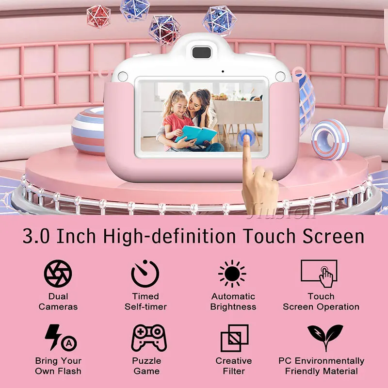 3'' Touch Screen 1080P HD Mini Kids Video Camera 8MP Dual Lens Digital Professional SLR Photo Vlog Camcorder Children Best Gift