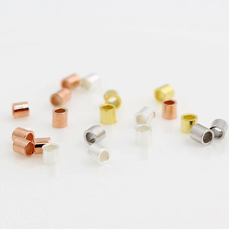 20pcs/lot 1.5mm 2mm 925 Sterling Silver Crimp Beads Tube Crimp End Beads Stopper Beads for DIY Jewelry Making Findings Supplies